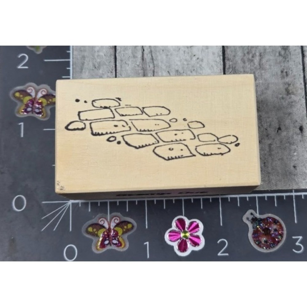Stamp Out Stone Walking Pathway Rubber Stamp Wood #T104